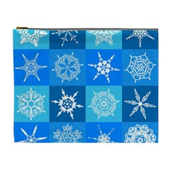 Seamless Blue Snowflake Pattern Cosmetic Bag (xl) by Nexatart