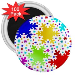 Seamless Snowflake Pattern 3  Magnets (100 Pack) by Nexatart