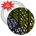 Shadow Reflections Casting From Japanese Garden Fence 3  Buttons (10 pack)  Front