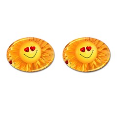 Smiley Joy Heart Love Smile Cufflinks (oval) by Nexatart