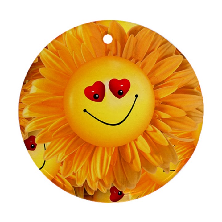 Smiley Joy Heart Love Smile Round Ornament (Two Sides)