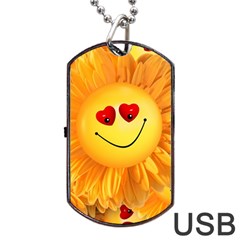 Smiley Joy Heart Love Smile Dog Tag Usb Flash (two Sides) by Nexatart