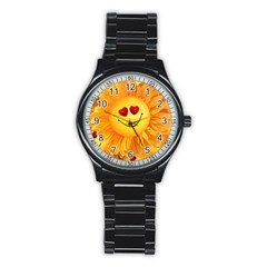 Smiley Joy Heart Love Smile Stainless Steel Round Watch by Nexatart