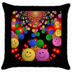Smiley Laugh Funny Cheerful Throw Pillow Case (black) by Nexatart