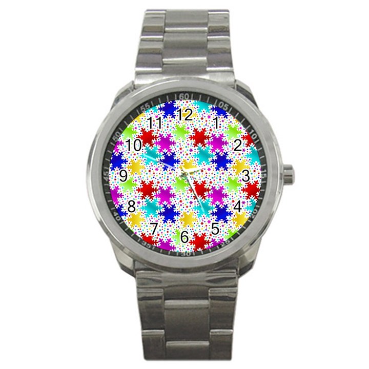 Snowflake Pattern Repeated Sport Metal Watch