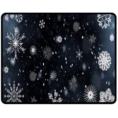 Snowflake Snow Snowing Winter Cold Double Sided Fleece Blanket (medium)  by Nexatart