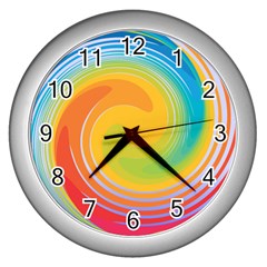 Rainbow Swirl Wall Clocks (silver)  by OneStopGiftShop