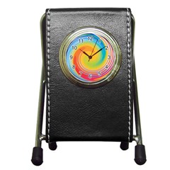 Rainbow Swirl Pen Holder Desk Clocks