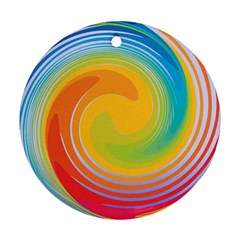 Rainbow Swirl Round Ornament (two Sides) by OneStopGiftShop