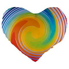 Rainbow Swirl Large 19  Premium Heart Shape Cushions