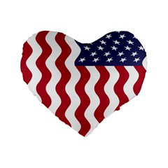 American Flag Standard 16  Premium Flano Heart Shape Cushions