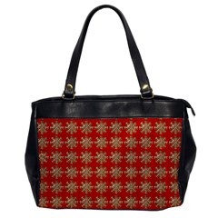 Snowflakes Square Red Background Office Handbags