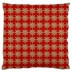 Snowflakes Square Red Background Large Cushion Case (one Side) by Nexatart