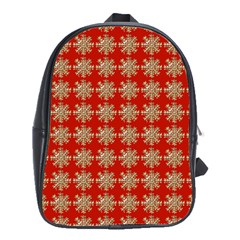 Snowflakes Square Red Background School Bags (xl) 