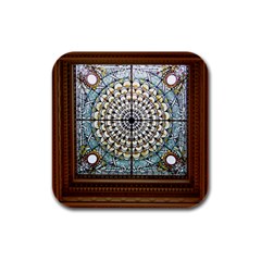 Stained Glass Window Library Of Congress Rubber Square Coaster (4 Pack)  by Nexatart