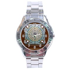 Stained Glass Window Library Of Congress Stainless Steel Analogue Watch by Nexatart