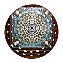 Stained Glass Window Library Of Congress Round Filigree Ornament (two Sides)