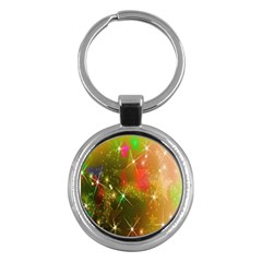 Star Christmas Background Image Red Key Chains (round)  by Nexatart