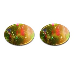 Star Christmas Background Image Red Cufflinks (oval) by Nexatart