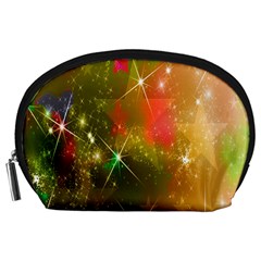 Star Christmas Background Image Red Accessory Pouches (large)  by Nexatart