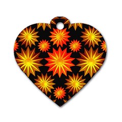 Stars Patterns Christmas Background Seamless Dog Tag Heart (one Side) by Nexatart