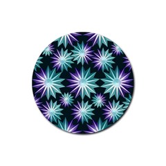 Stars Pattern Christmas Background Seamless Rubber Round Coaster (4 pack) 