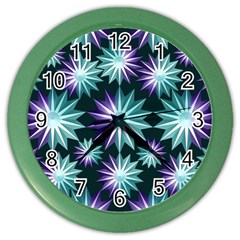 Stars Pattern Christmas Background Seamless Color Wall Clocks