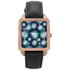 Stars Pattern Christmas Background Seamless Rose Gold Leather Watch 