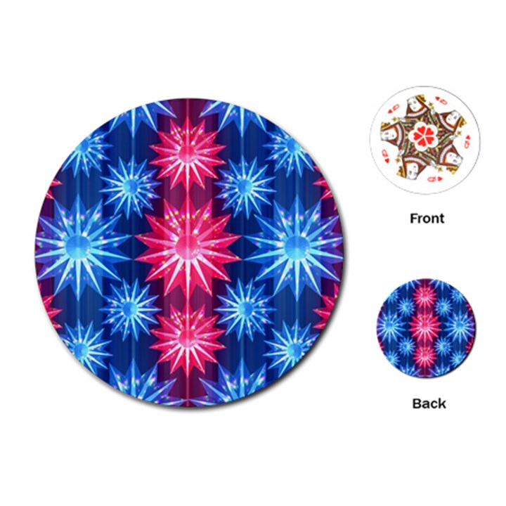 Stars Patterns Christmas Background Seamless Playing Cards (Round) 