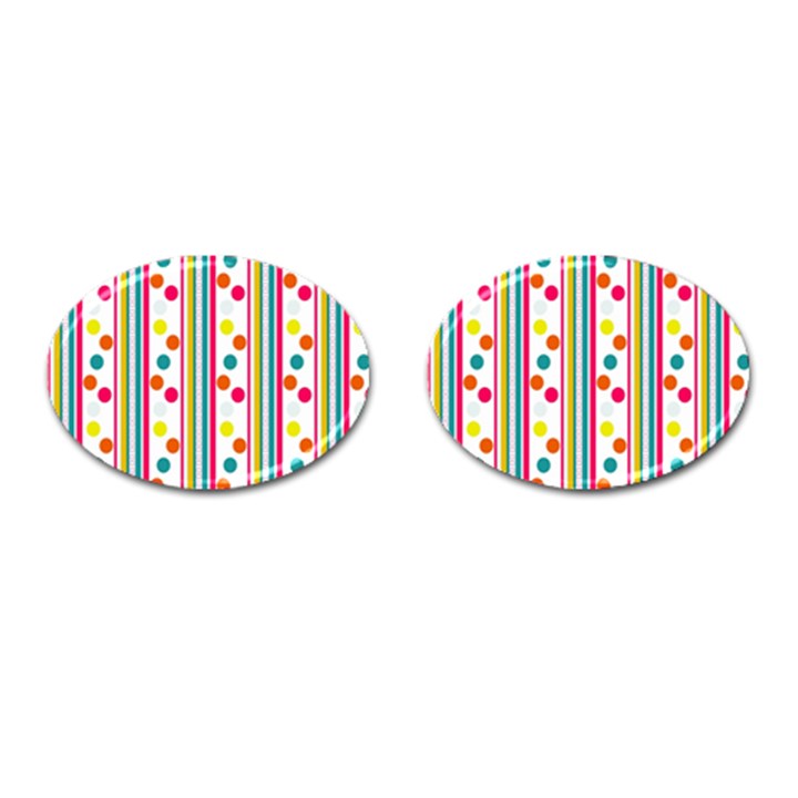 Stripes Polka Dots Pattern Cufflinks (Oval)