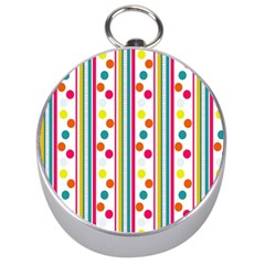 Stripes Polka Dots Pattern Silver Compasses by Nexatart