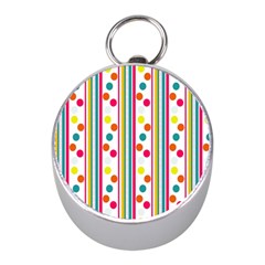 Stripes Polka Dots Pattern Mini Silver Compasses by Nexatart