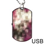 Stylized Rose Pattern Paper, Cream And Black Dog Tag USB Flash (Two Sides) Front