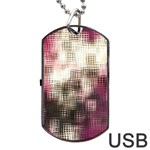Stylized Rose Pattern Paper, Cream And Black Dog Tag USB Flash (Two Sides) Back