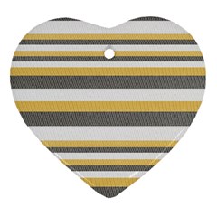 Textile Design Knit Tan White Heart Ornament (two Sides) by Nexatart