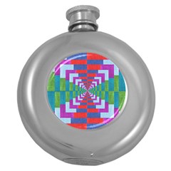 Texture Fabric Textile Jute Maze Round Hip Flask (5 Oz) by Nexatart