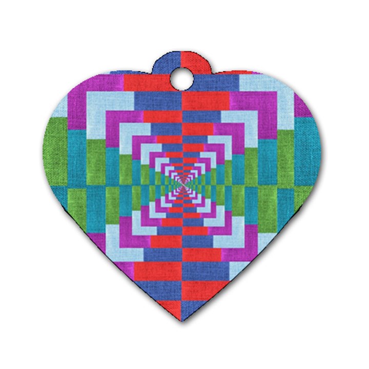 Texture Fabric Textile Jute Maze Dog Tag Heart (One Side)