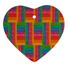 Texture Surface Rainbow Festive Heart Ornament (two Sides) by Nexatart