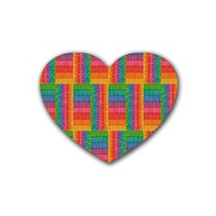 Texture Surface Rainbow Festive Rubber Coaster (heart)  by Nexatart