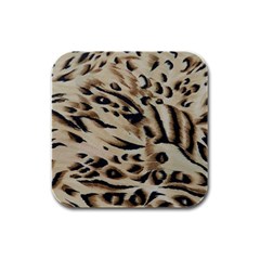 Tiger Animal Fabric Patterns Rubber Square Coaster (4 Pack) 