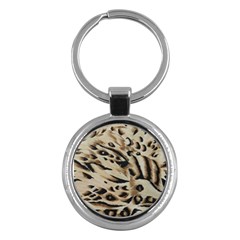 Tiger Animal Fabric Patterns Key Chains (round)  by Nexatart