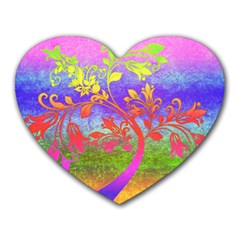 Tree Colorful Mystical Autumn Heart Mousepads by Nexatart