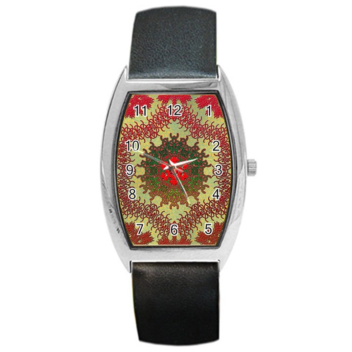 Tile Background Image Color Pattern Barrel Style Metal Watch