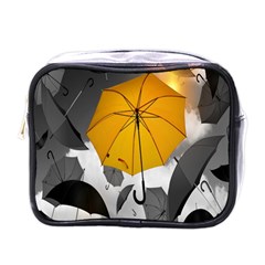 Umbrella Yellow Black White Mini Toiletries Bags by Nexatart