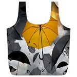 Umbrella Yellow Black White Full Print Recycle Bags (L)  Back