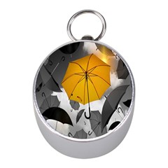 Umbrella Yellow Black White Mini Silver Compasses