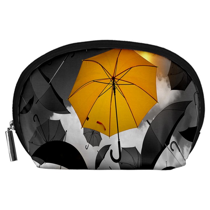 Umbrella Yellow Black White Accessory Pouches (Large) 