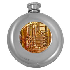Tuba Valves Pipe Shiny Instrument Music Round Hip Flask (5 Oz)