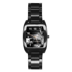 Urban Scene Street Road Busy Cars Stainless Steel Barrel Watch