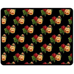 Vintage Roses Wallpaper Pattern Double Sided Fleece Blanket (medium)  by Nexatart